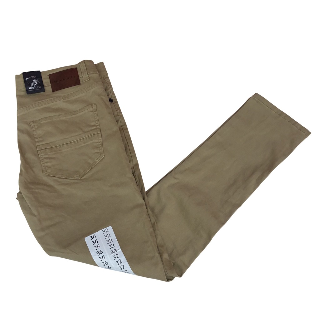 M. Society Mens Stretch Slim Fit Khaki Tan Pants 36x32 MS-12895 New